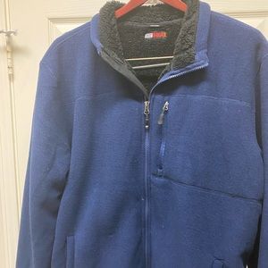 Blue fleece jacket with shearling lining